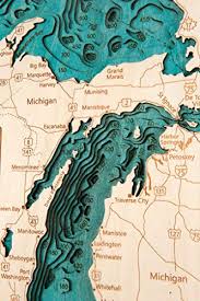 Barton Lake Kalamazoo County Mi 3d Map 24 X 30 In Black Frame With Plexiglass Laser Carved Wood Nautical Chart And Topographic Depth Map