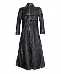 black leather gothic trench coat with