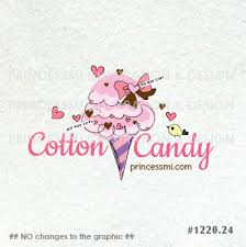 Cotton Candy Logo Design Sweet Logo Template Adorable Logo Buy