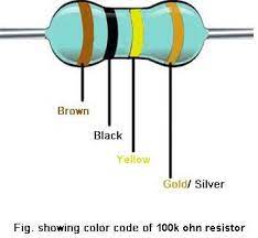 100k ohm resistor color code 4 band
