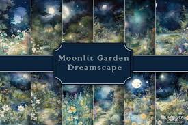 Watercolor Moonlit Garden Graphic By
