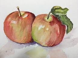 Watercolor Apple Painting Kitchen