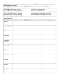 Cell Organelle Chart Summary Study Guide