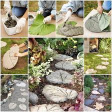 diy stone leaf garden path