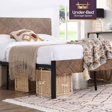 Anita Twin Size Bed Frame With Wood