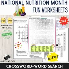 national nutrition month worksheets