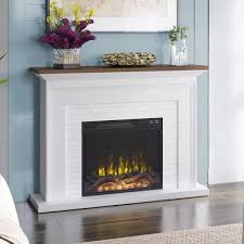 Twin Star Home Farmhouse 47 38 In Freestanding Electric Fireplace Wall Mantel With Faux Brick In White