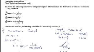 Proof Of Inverse Trig Derivatives