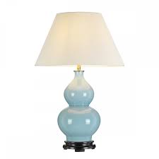 glazed ceramic table lamp with duck egg