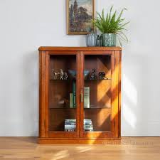 1930s Oak Glazed Cabinet Bookcase With