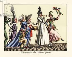 Image of Masquerade procession with commedia dell'arte figures. 1906  (lithograph)