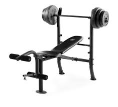 Golds Gym Xr 8 1 Combo Weight Bench With 100 Lb Vinyl Weight Set Home Workout