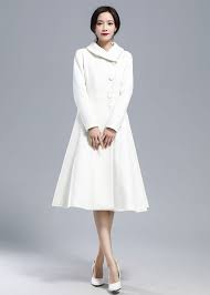 White Winter Wool Princess Coat Wedding