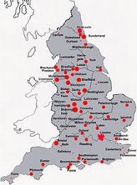 England map showing major roads, cites and towns. England Wikipedia