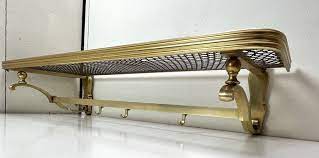 Vintage Brass Wall Coat Rack With Woven