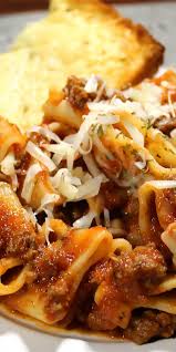 italian pasta and marinara meat sauce