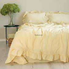 Ruffle Yellow Pastel Cotton Duvet Cover
