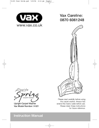 vax rapide spring v 021 instruction
