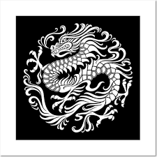 traditional white chinese dragon circle