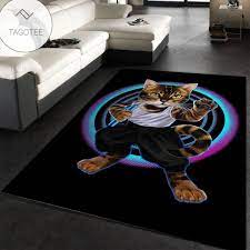 kung fu bruce cat area rug living room