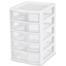 sterilite small 5 drawer unit white