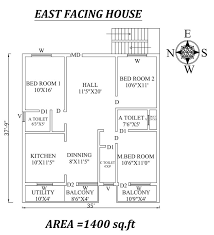 35 X37 9 3bhk East Facing House Plan