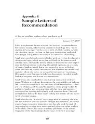 Sample Letters Of Recommendation Free Download