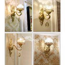 The kuzco lighting preston led wall sconce is uniquely modern and energy efficient. Brass Wall Sconces Modern Indoor Gold 2 Lights Flower Glass Lampshade Luxury Living Room Bedside