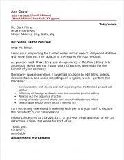 Video Editor Cover Letter Sample