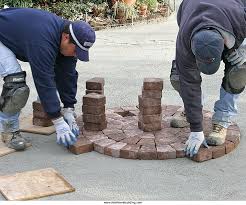 A Concrete Paver Patio From The Bottom