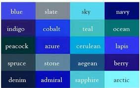 Color Chart Color Shades Colours Color Names