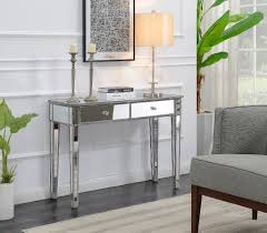 Celebrate hollywood style with classic mirrored vanity tables, desks and more. Gold Coast Mirrored Desk Vanity In Weathered Gray Convenience Concepts 413372wgy