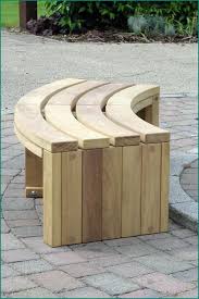Curved Wooden Bench For Garden And