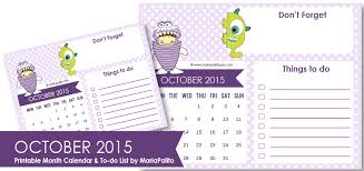 Cute October 2015 Free Printable Monthly Calendar To Do