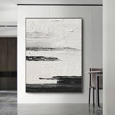 Black White Abstract Painting Black