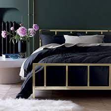 twisted navy bed linens luxe bedroom