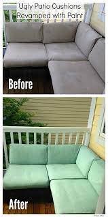 ugly patio cushions revamped with paint