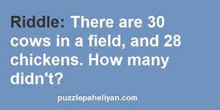 30 Cows and 28 Chickens Riddle Answer - Puzzle Paheliyan