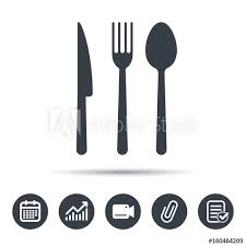 Fork Knife And Spoon Icons Cutlery Symbol Calendar Chart
