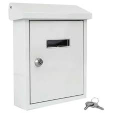 White Metal Small Lockable Mailbox