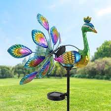 Garden Solar Peacock Wind Spinner
