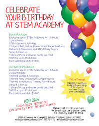 birthday parties stem academy