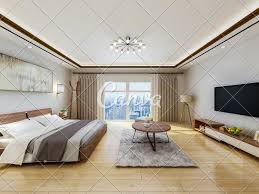 Luxury Modern Hotel Bedroom Design Renderings Double Bed