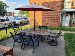 Patio Set Table Chairs Umbrella And