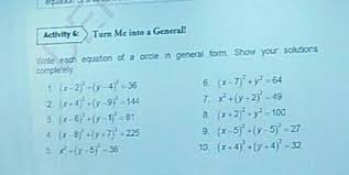 Write Each Equation Of A Arcle In