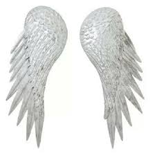large angel wings white metal antique