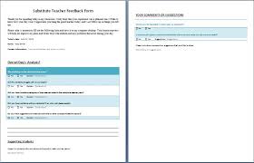 Feedback Form For Substitute Teacher Formal Word Templates