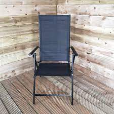 Samuel Alexander Multi Position High Back Reclining Garden Outdoor Folding Chair In Black