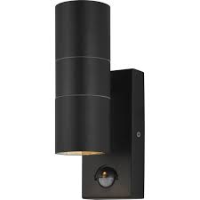 ip44 up down black wall light with pir
