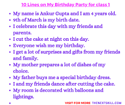 10 lines on my birthday party for cl 1